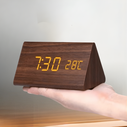 Digitale Wekker Houten LED Spraakgestuurd Minimalistisch