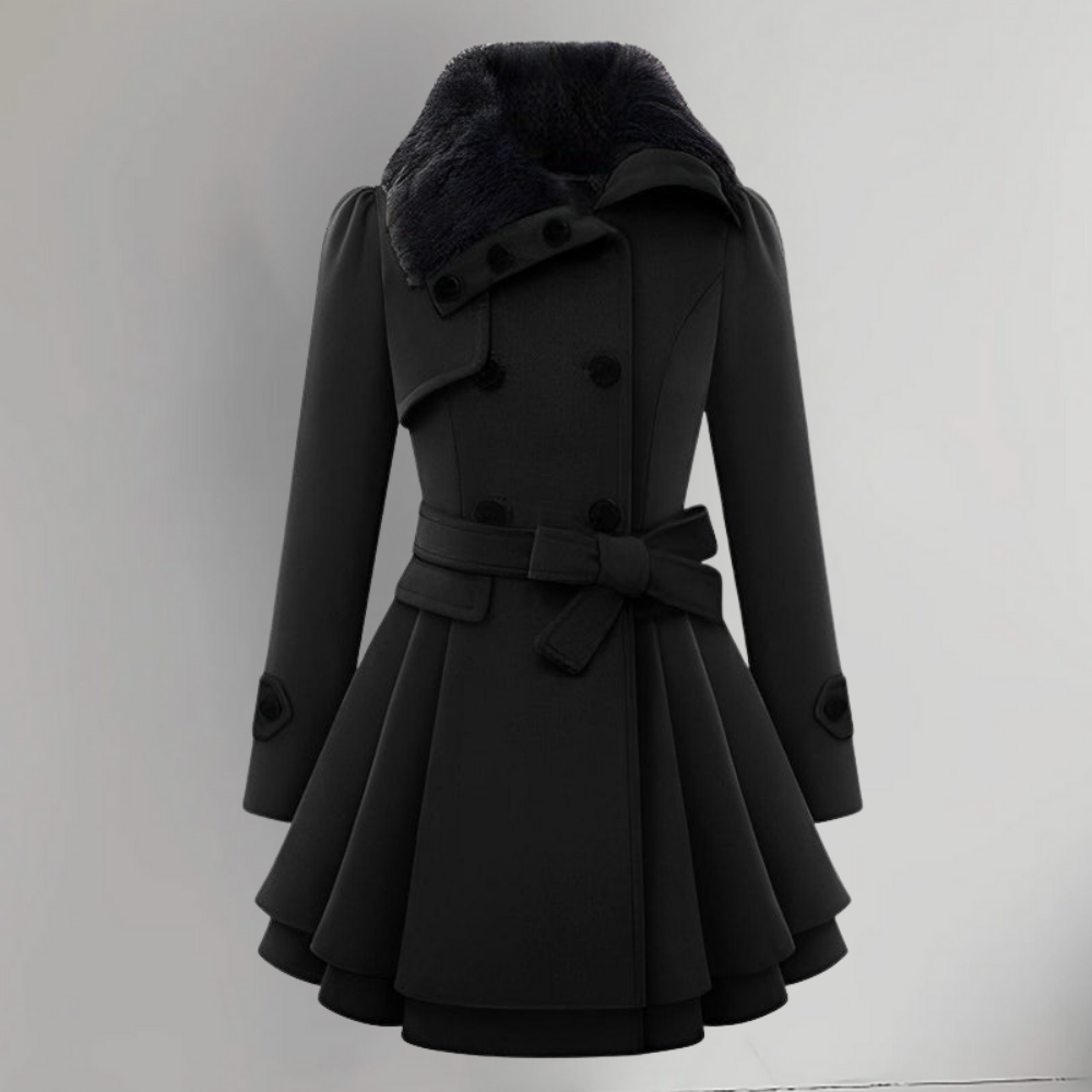 Dames Winterjas Elegante Mantel Warm Gevoerd Tailleband