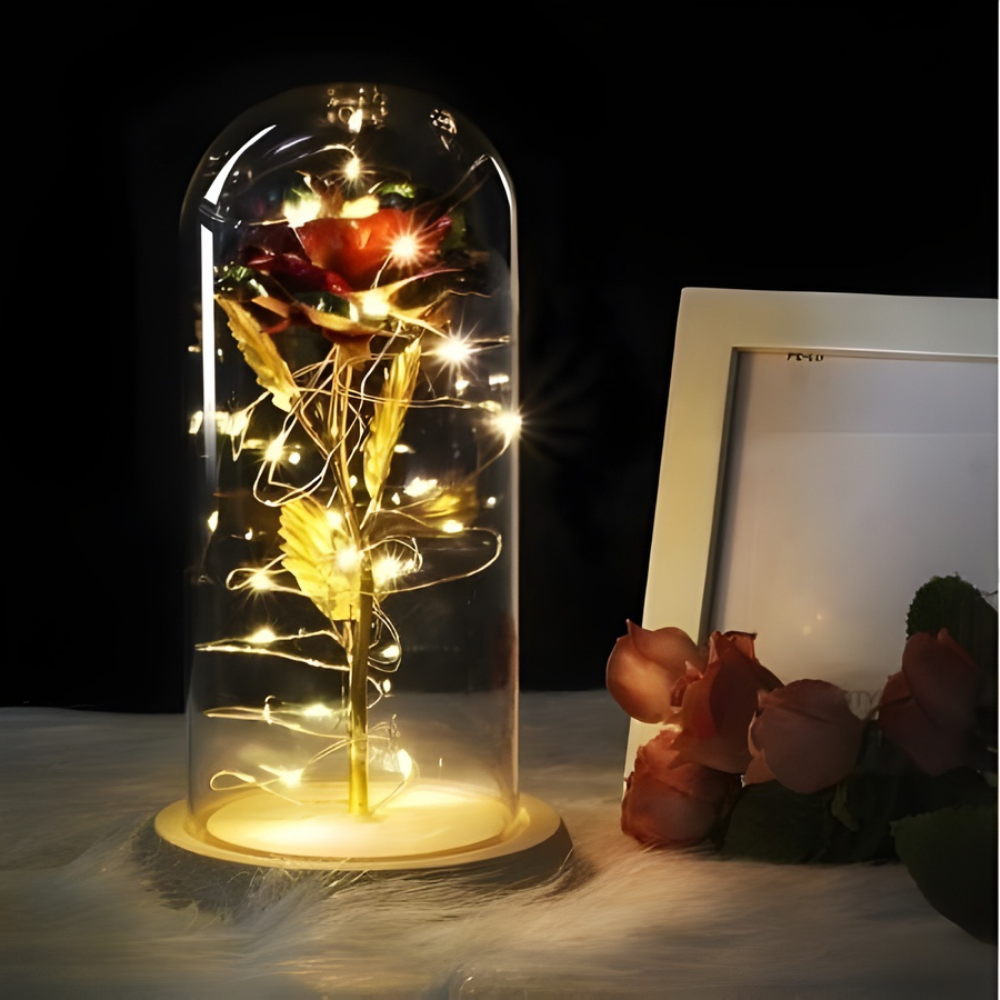 Tafellamp Glas LED Decoratief Houten Voet Cadeau