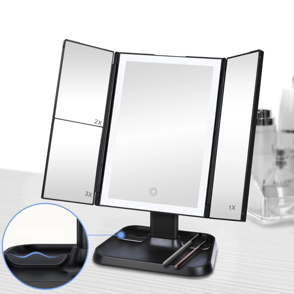 Make Up Spiegel LED Verlichting Vergroting Opvouwbare Tafel Spiegel