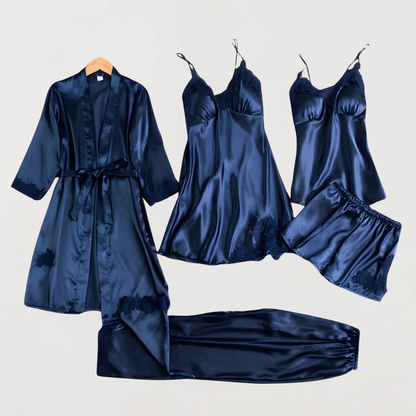 Dames Pyjama Set Satijn Vijfdelig Nachtmode