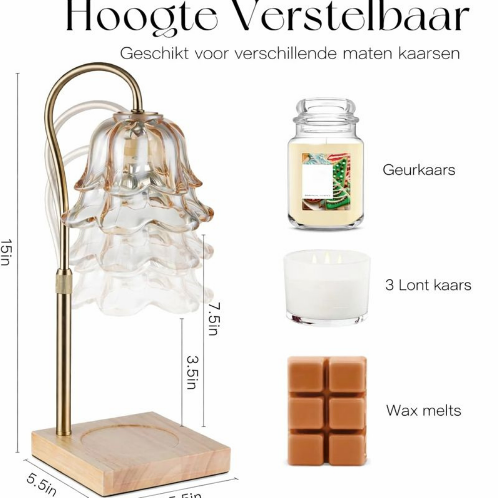 Lamp Glas Kaarsenwarmer  Hout Geurverspreiding Veilig
