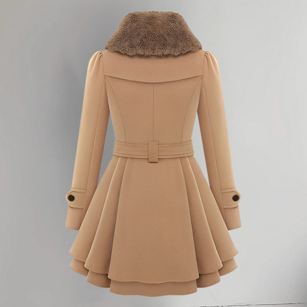 Dames Winterjas Elegante Mantel Warm Gevoerd Tailleband
