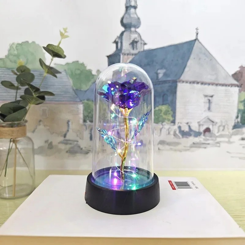 Tafellamp Roos LED Glazen Stolp Sfeerverlichting Decoratief