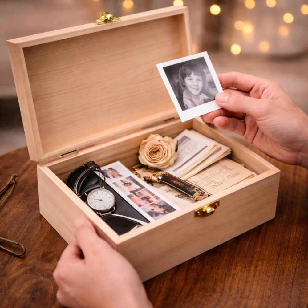 Houten Opbergdoos Decoratief Onbewerkt Hout Sluiting
