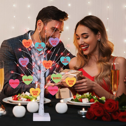 Tafeldecoratie Valentijn Decoratie Led Boom Houten Harten