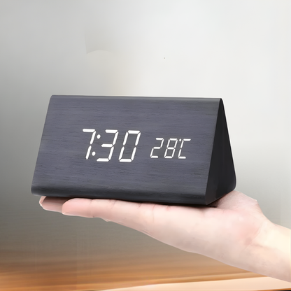 Digitale Wekker Houten LED Spraakgestuurd Minimalistisch