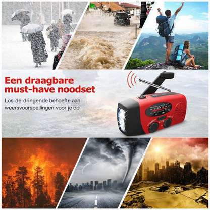 Noodradio Handopwind Solar Powerbank Zaklamp FM AM