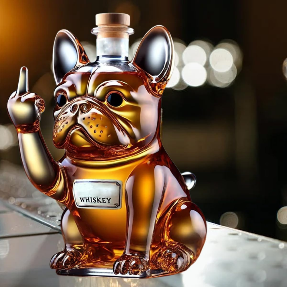 Whiskey Karaf Bulldog Beeld Kristal Bar Decoratie