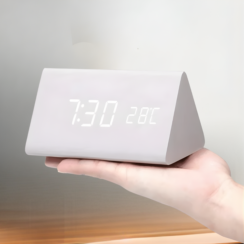 Digitale Wekker Houten LED Spraakgestuurd Minimalistisch