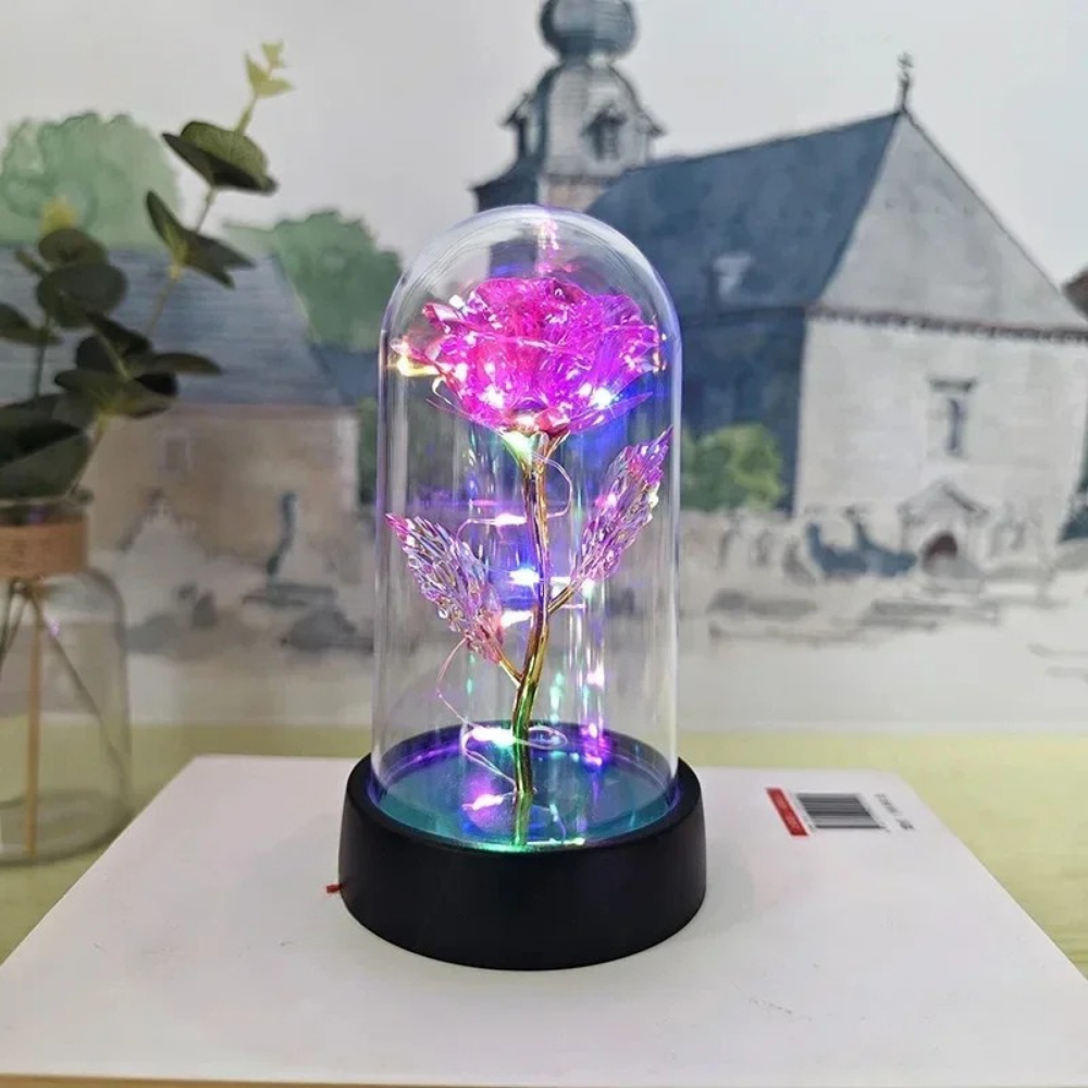 Tafellamp Roos LED Glazen Stolp Sfeerverlichting Decoratief