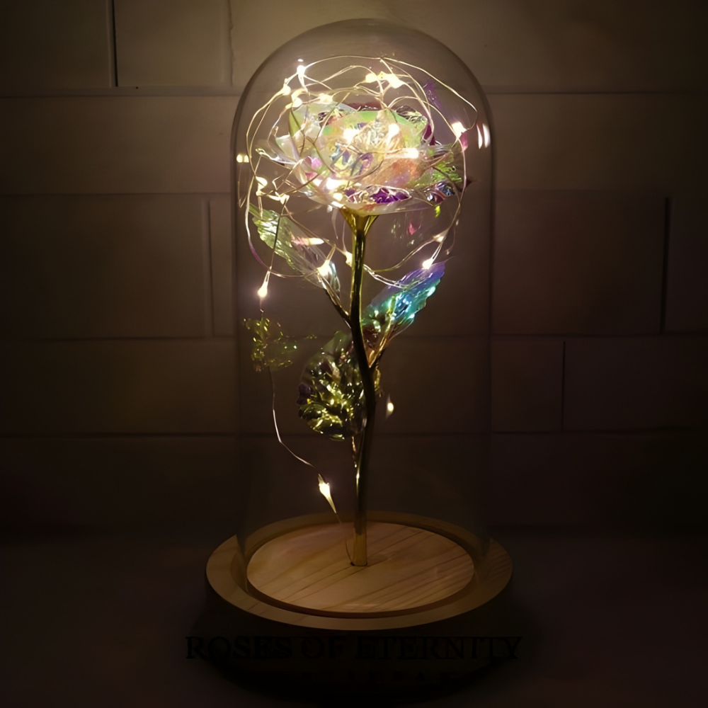 Cadeau Valentijnsdag Gouden Roos Glazen Stolp LED Nachtlamp