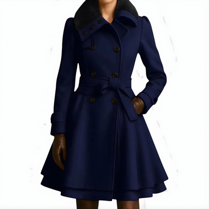 Dames Winterjas Elegante Mantel Warm Gevoerd Tailleband
