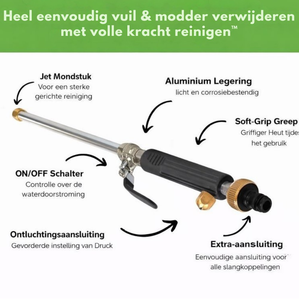 Tuinslang Hogedruk Spuitmond Aluminium Verstelbare Reinigingskop