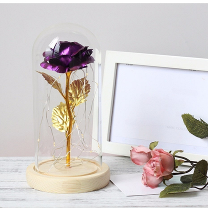 Tafellamp Glas LED Decoratief Houten Voet Cadeau