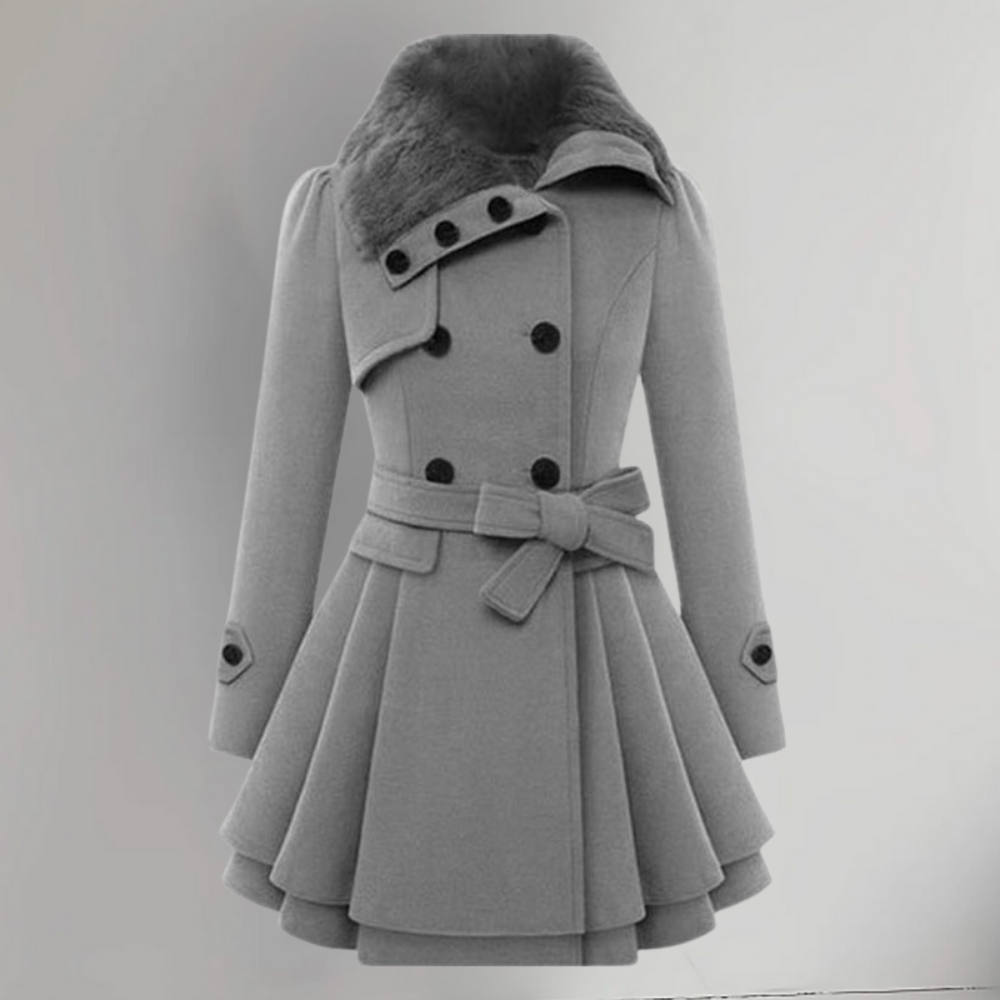 Dames Winterjas Elegante Mantel Warm Gevoerd Tailleband