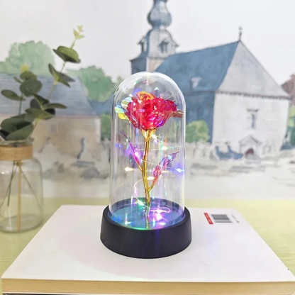 Tafellamp Roos LED Glazen Stolp Sfeerverlichting Decoratief