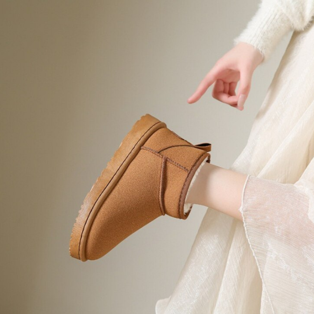 Enkellaarsjes Dames Warm Gevoerd Suede Look Winter