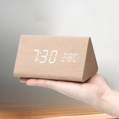 Digitale Wekker Houten LED Spraakgestuurd Minimalistisch