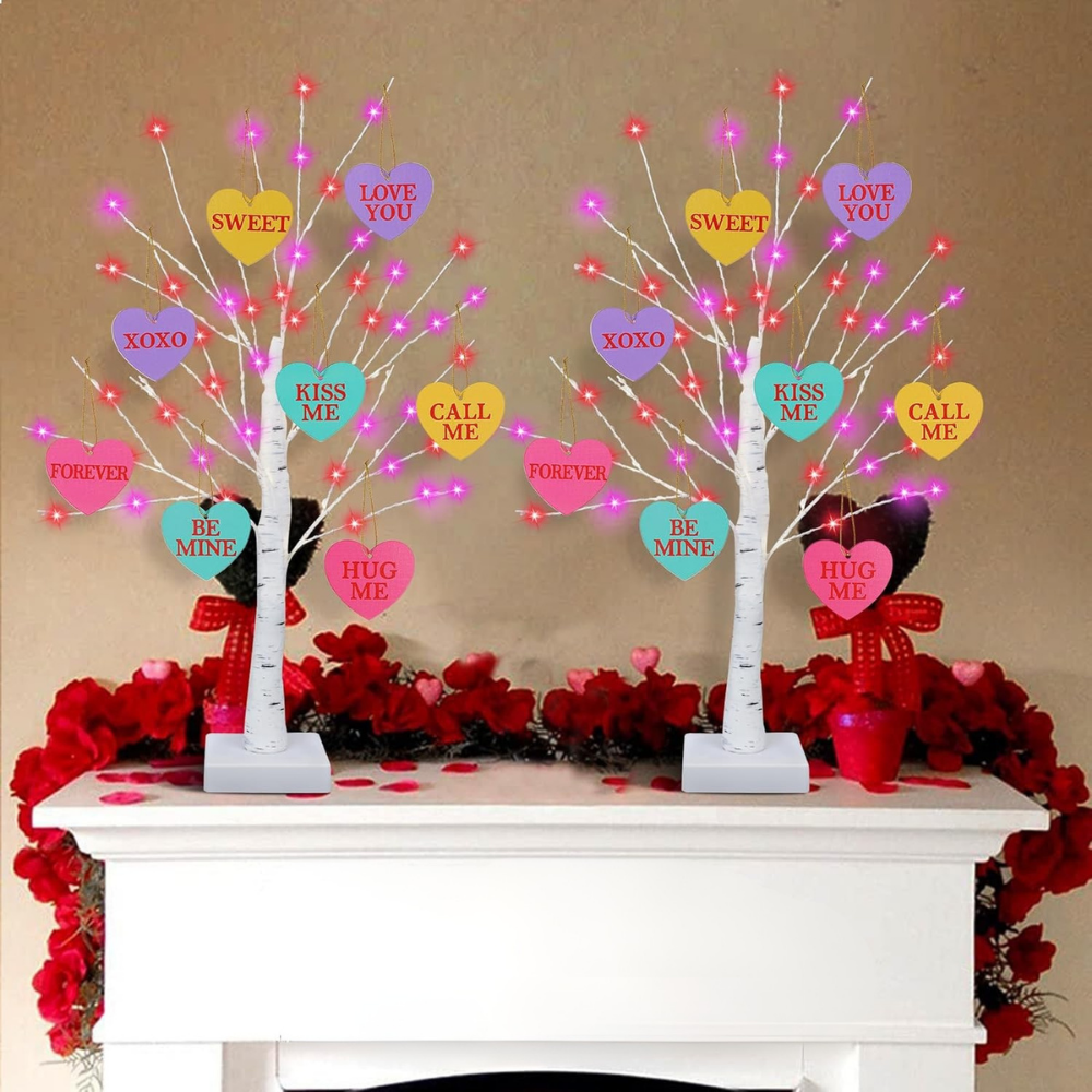Tafeldecoratie Valentijn Decoratie Led Boom Houten Harten