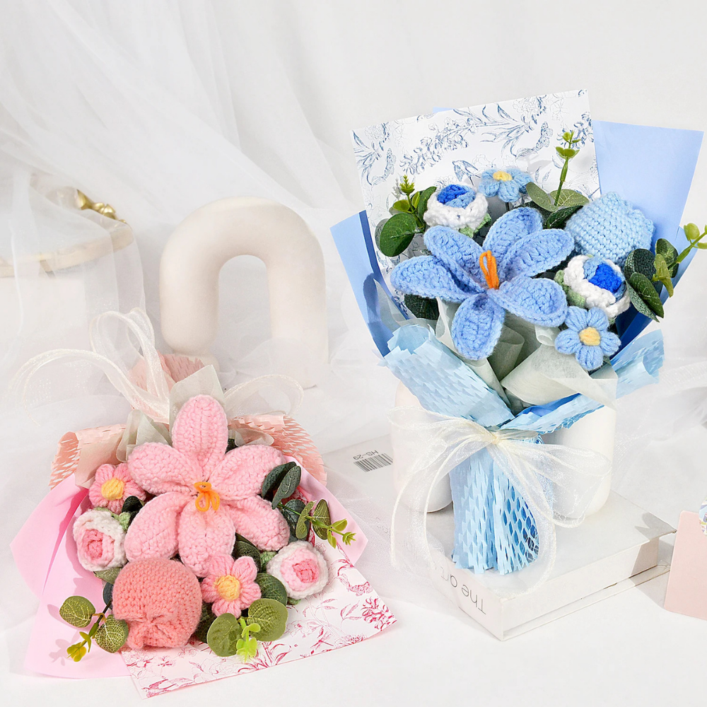 Bloemenboeket Gehaakt Handgemaakt Tulpen Decoratief Cadeau