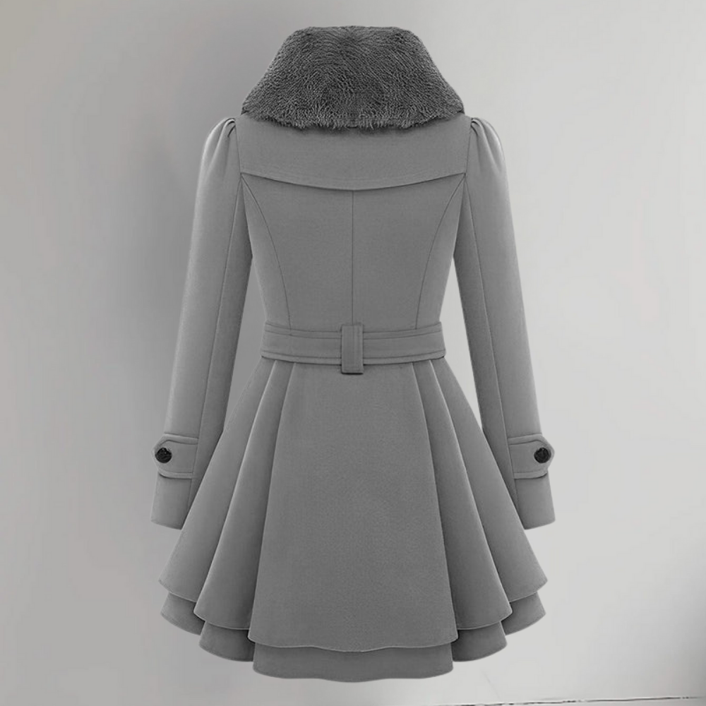 Dames Winterjas Elegante Mantel Warm Gevoerd Tailleband