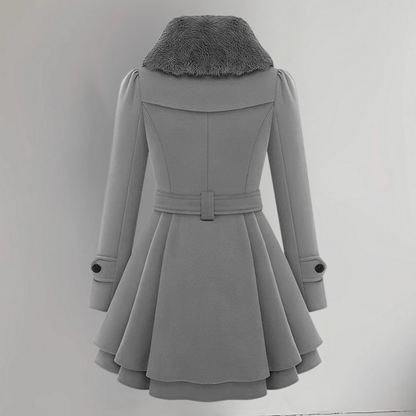 Dames Winterjas Elegante Mantel Warm Gevoerd Tailleband