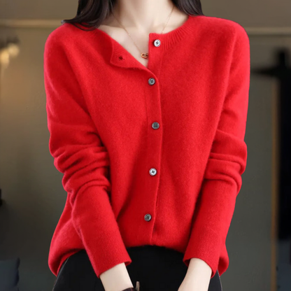 Dames Vest Elegant Wollook Knopen V Hals