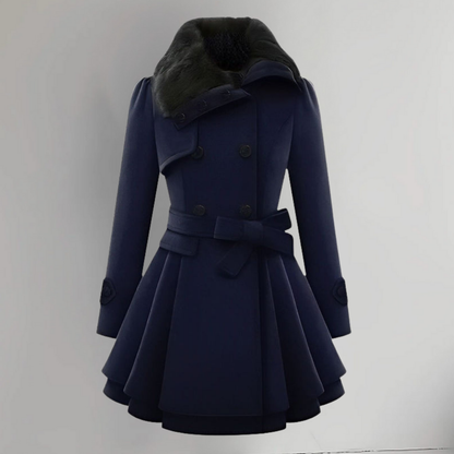 Dames Winterjas Elegante Mantel Warm Gevoerd Tailleband