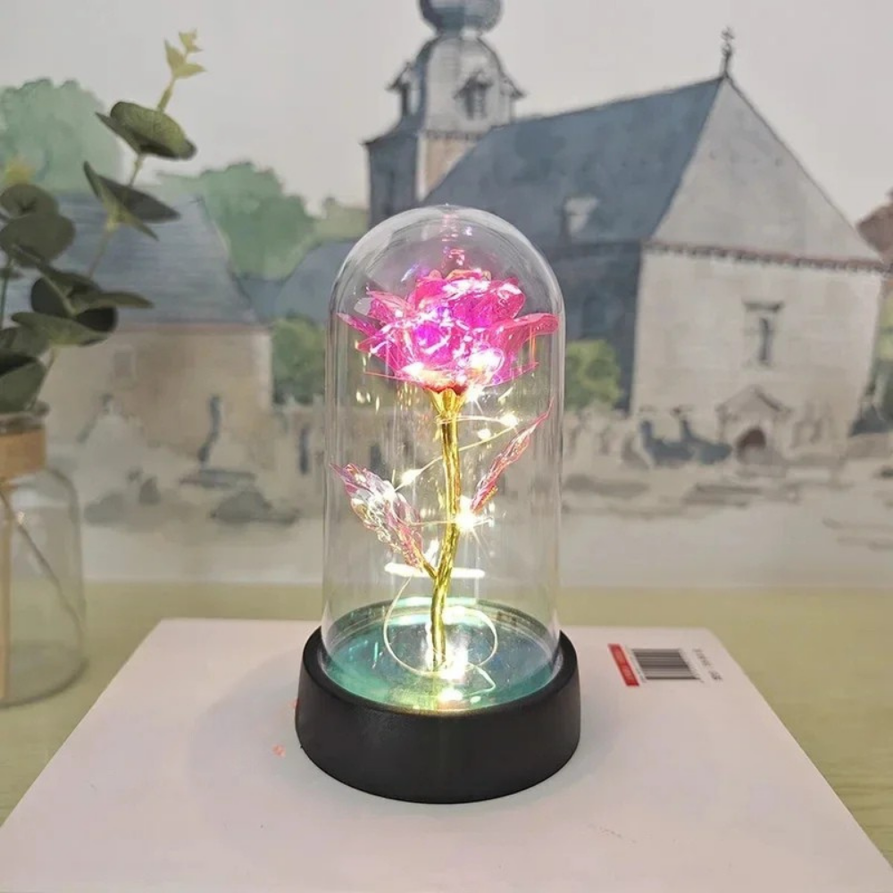 Tafellamp Roos LED Glazen Stolp Sfeerverlichting Decoratief