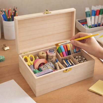 Houten Opbergdoos Decoratief Onbewerkt Hout Sluiting
