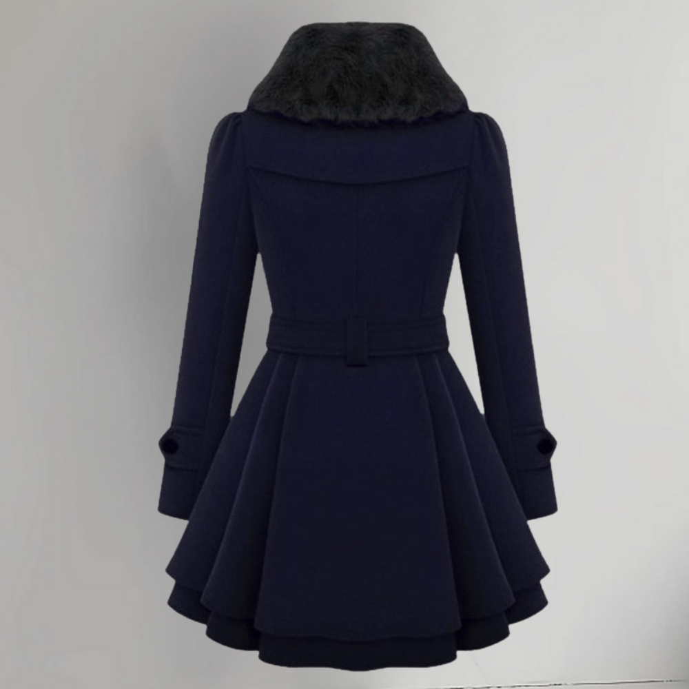 Dames Winterjas Elegante Mantel Warm Gevoerd Tailleband
