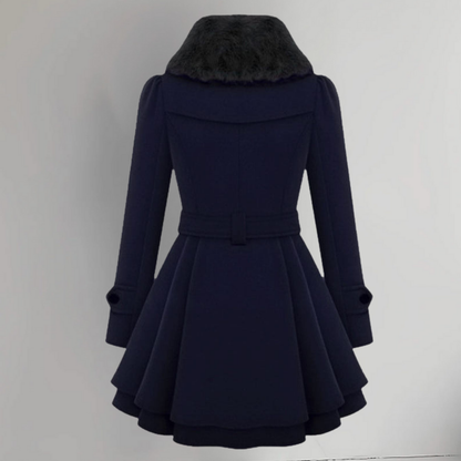 Dames Winterjas Elegante Mantel Warm Gevoerd Tailleband