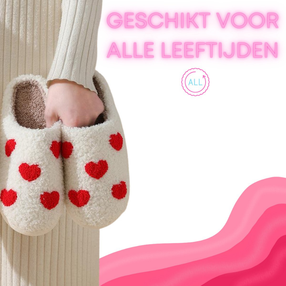Pantoffels Dames Fleece Warm Hartdesign Valentijnsdag