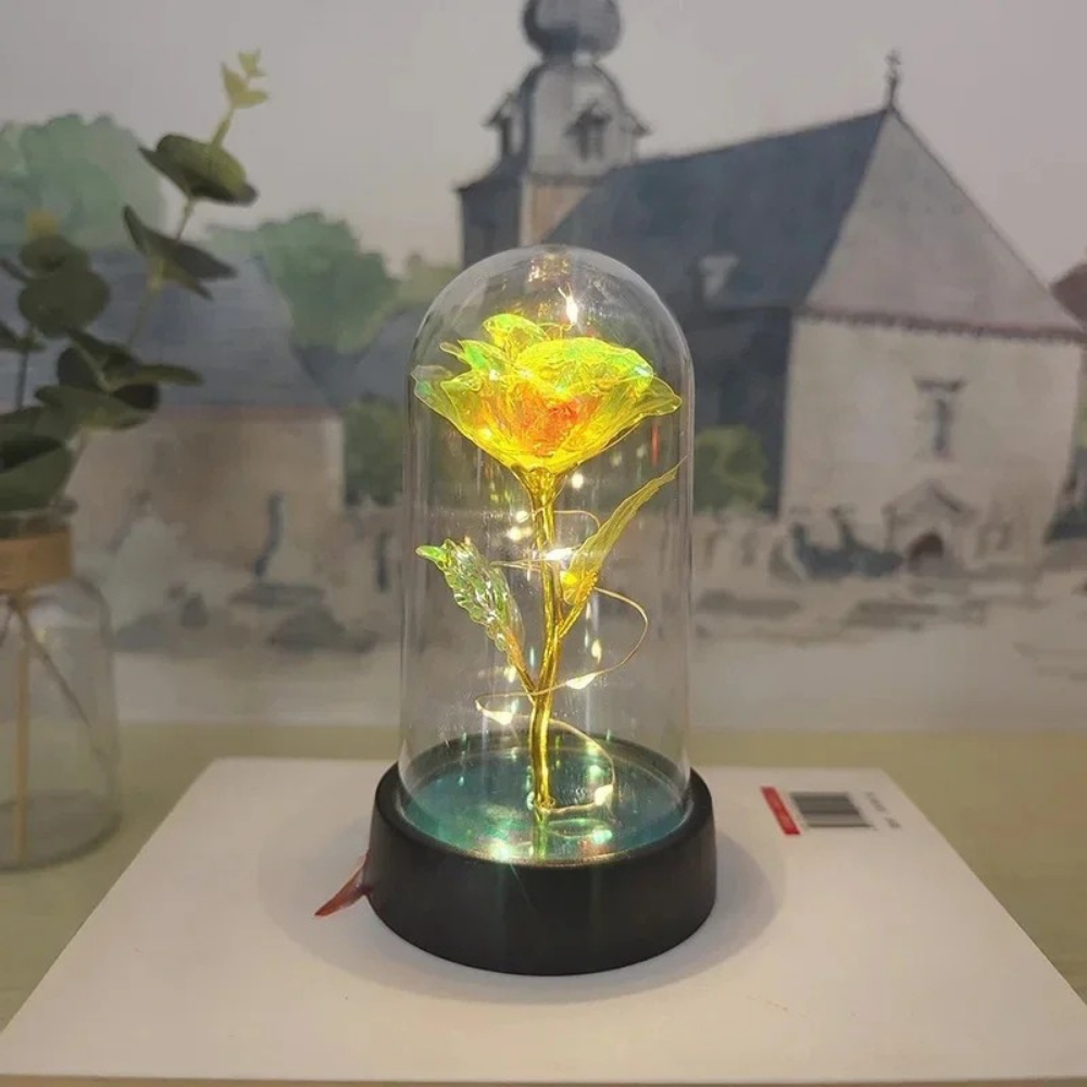 Tafellamp Roos LED Glazen Stolp Sfeerverlichting Decoratief