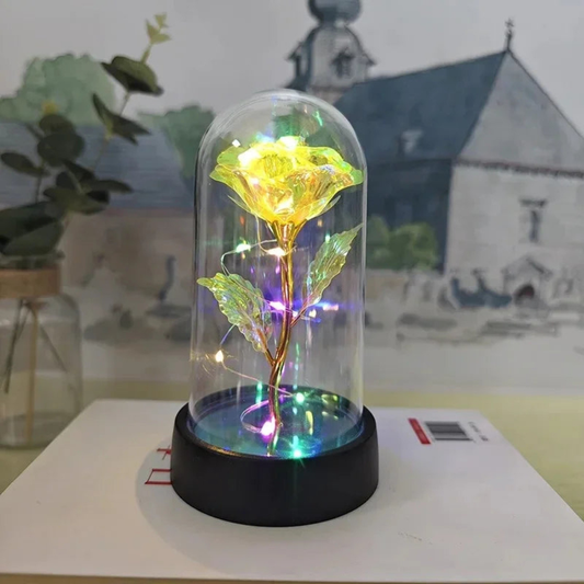Tafellamp Roos LED Glazen Stolp Sfeerverlichting Decoratief