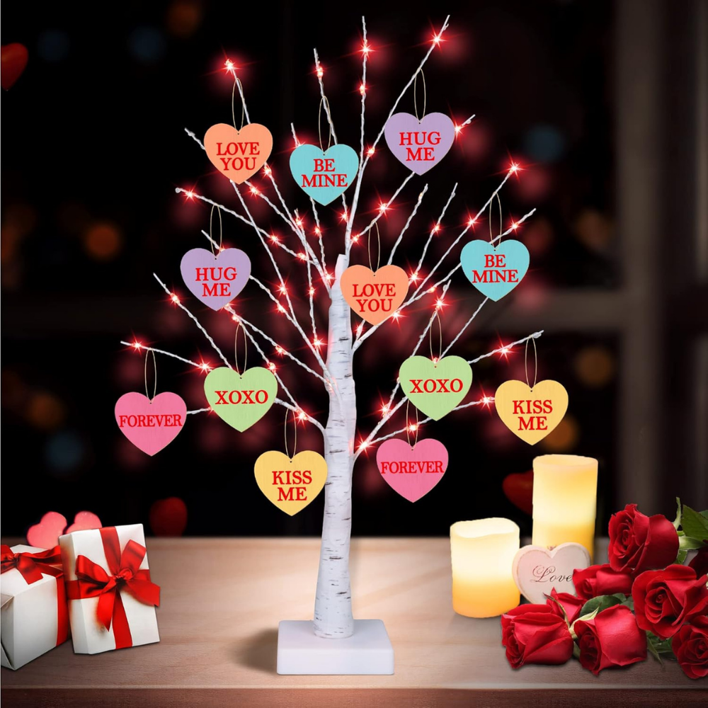 Tafeldecoratie Valentijn Decoratie Led Boom Houten Harten