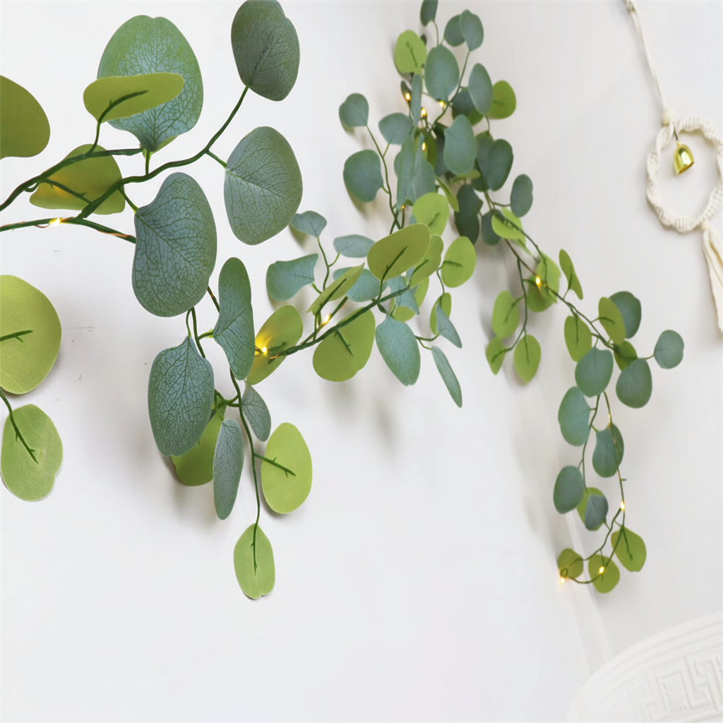 LED Eucalyptus Rattan Garland Decorative Warm Lighting