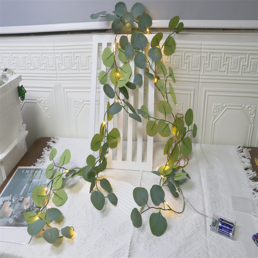 LED Eucalyptus Rattan Garland Decorative Warm Lighting