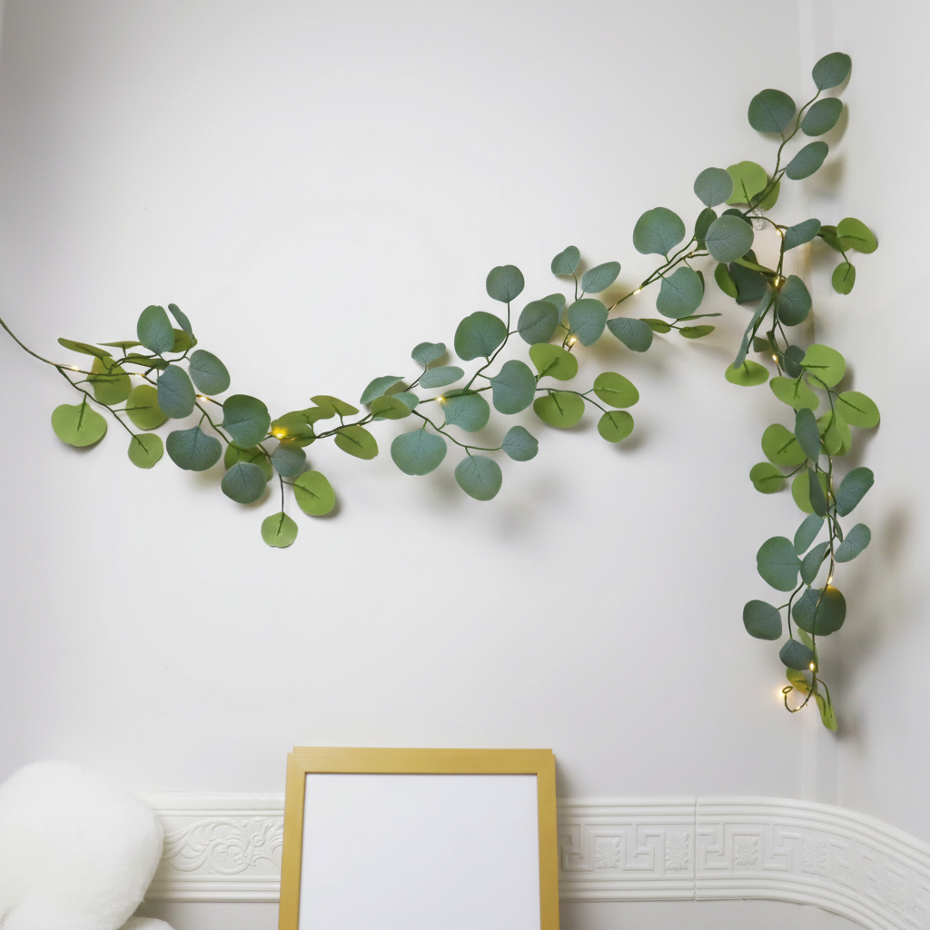 LED Eucalyptus Rattan Garland Decorative Warm Lighting