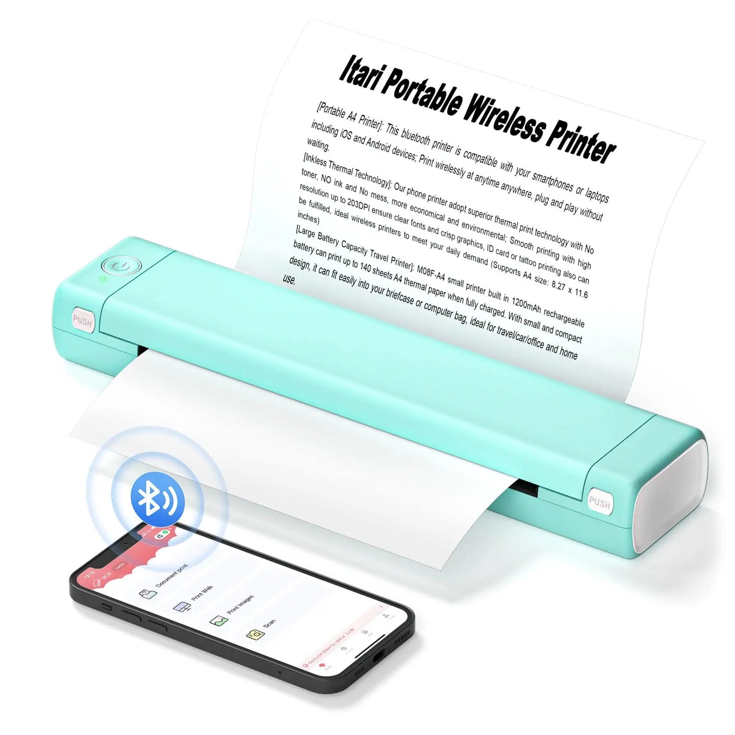 Thermische Printer Draagbaar Bluetooth Inktloos Printapparaat
