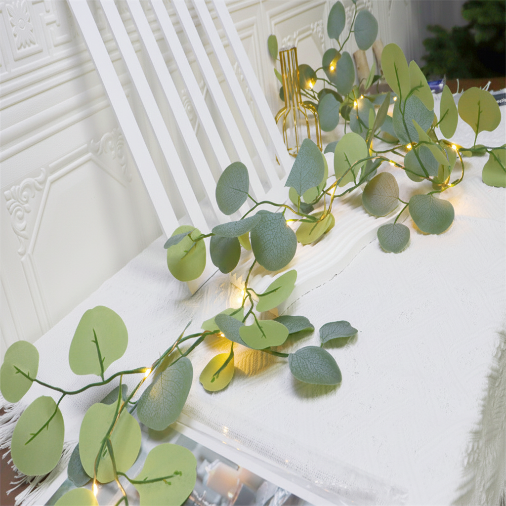 LED Eucalyptus Rattan Garland Decorative Warm Lighting