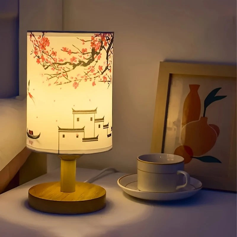 Moderne USB-Houten Lamp Geïnspireerd door Oost-Aziatische Esthetiek