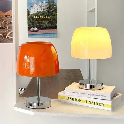 Glazen Paddenstoel Tafellamp met Warm LED Licht