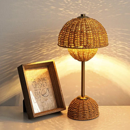 Boho Rotan Geweven Handgemaakte Tafellamp