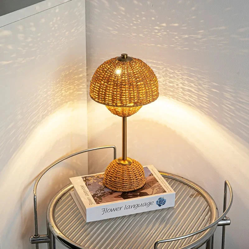 Boho Rotan Geweven Handgemaakte Tafellamp