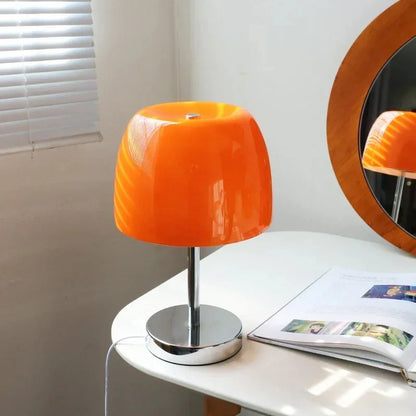 Glazen Paddenstoel Tafellamp met Warm LED Licht