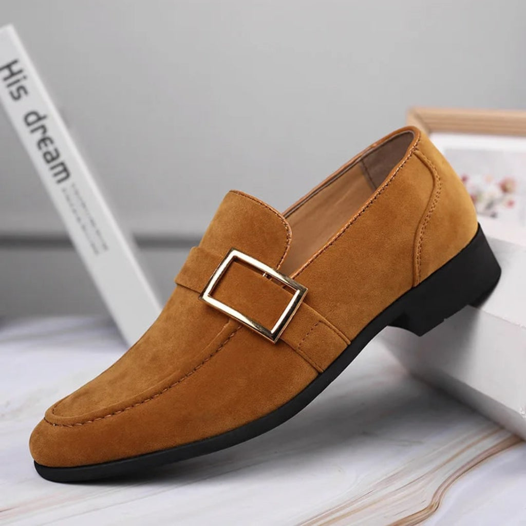 Men's Buckle Suede Loafers Slip-On | Dress Loafers - Image 1