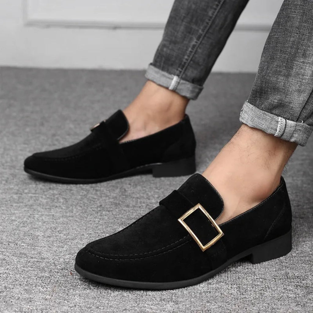 Men's Buckle Suede Loafers Slip-On | Dress Loafers - Image 2