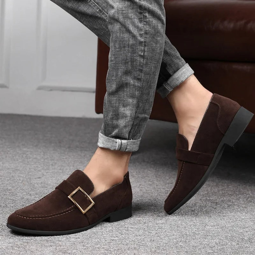 Men's Buckle Suede Loafers Slip-On | Dress Loafers - Image 3